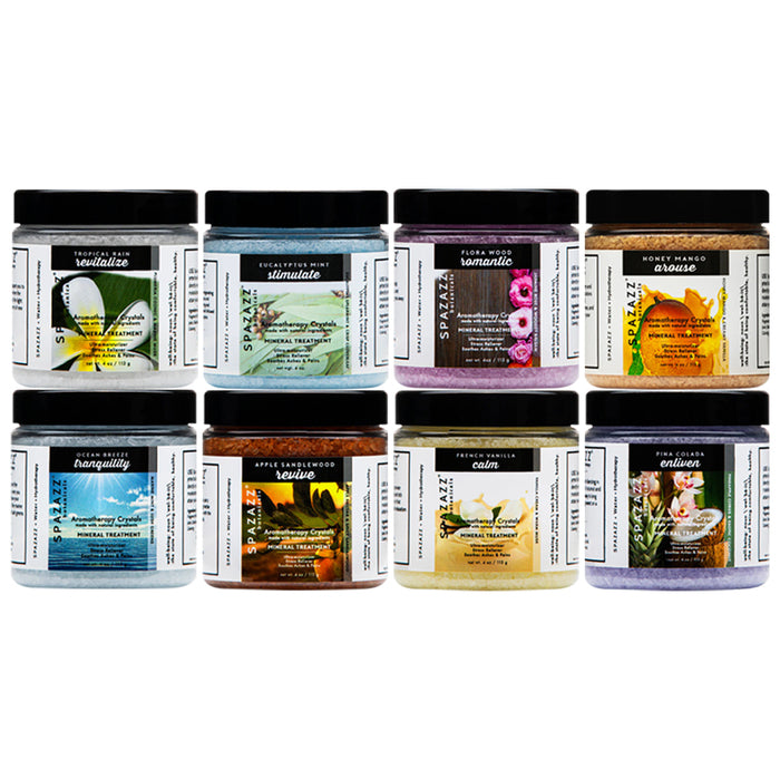 Botanicals Bliss Bundle: Spazazz Botanicals Collection Bath Salts, 8-Pack (4oz each) with Towel